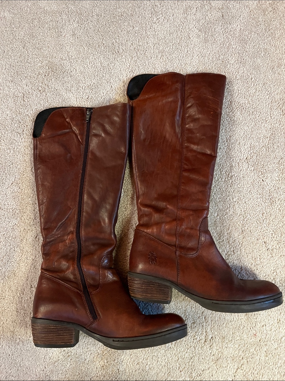 Fly London Chestnut Brown Leather Knee-High Boots